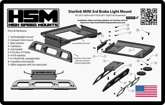 HSM Starlink Mini 3rd Brake Light Cab Mount