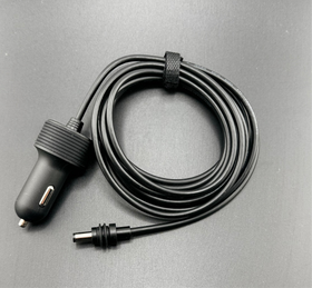 Car charger cable on a gray background