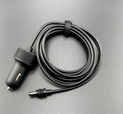 Car charger cable on a gray background